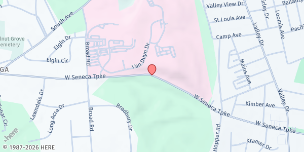 Map showing Onondaga Community College Food Pantry at 4385 West Seneca Turnpike, Syracuse, NY