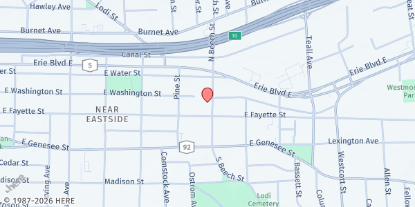 Map showing PEACE Beech St FP at 202 S. Beech Street, Syracuse, NY