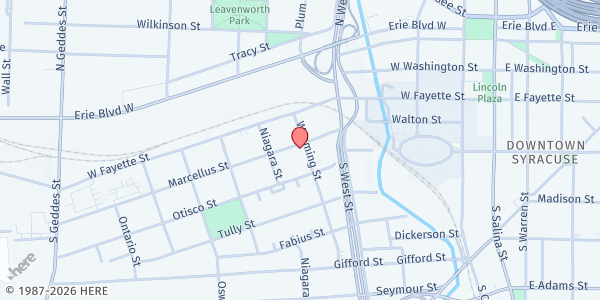 Map showing PEACE Inc. Westside Food Pantry at 200 Wyoming St., Syracuse, NY