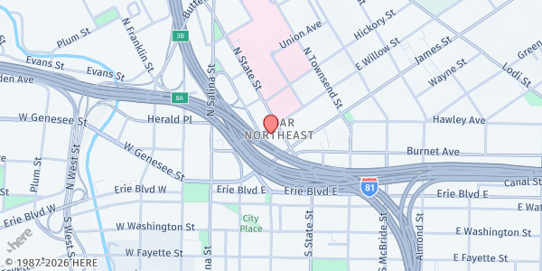 Map showing Samaritan Center at 215 N State St, Syracuse, NY