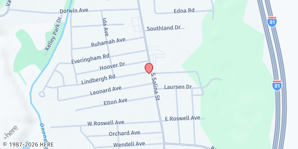 Map showing St. Andrew's Church - Nedrow MFP at 6136 S. Salina St, Syracuse, NY