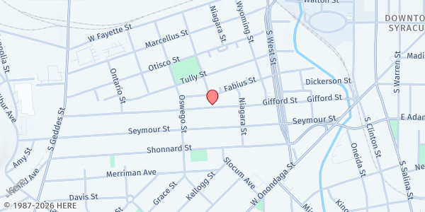 Map showing St. Lucy Catholic Church at 432 Gifford St, Syracuse, NY