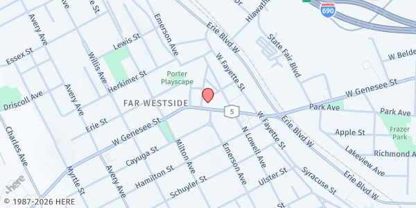 Map showing St Marks Food Pantry at 1612 W Genesee St, Syracuse, NY