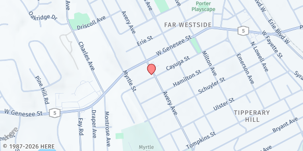 Map showing St Patrick's & St. Brigid's Food Pantry at 501 Avery Avenue, Syracuse, NY