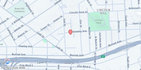 Map showing Syracuse Northeast Community Center Food Pantry at 716 Hawley Ave, Syracuse, NY