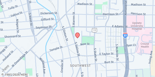 Map showing The Salvation Army Food Pantry at 667 S. Salina Street, Syracuse, NY