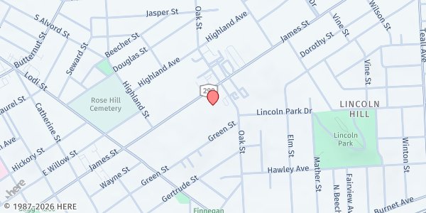Map showing United Way of Central New York - Main Office at 980 James St, Syracuse, NY