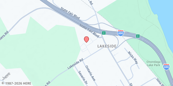 Map showing Vineyard Christian Fellowship at 312 Lakeside Rd, Syracuse, NY