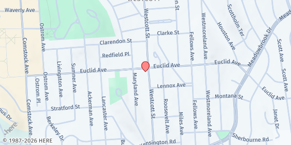 Map showing Westcott Community Center Inc at 826 Euclid Ave, Syracuse, NY