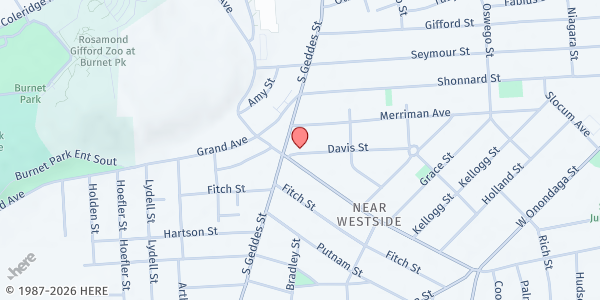 Map showing Westside Food Center at 228 Davis Street, Syracuse, NY