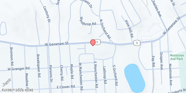Map showing Westvale Seventh Day Adventist Church at 2515 W. Genesee St, Syracuse, NY
