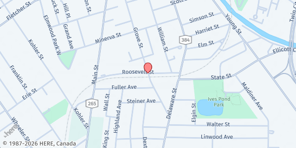 Map showing Big Mike's Roosevelt Street Little Food Pantry at 210 Roosevelt St, Tonawanda, NY