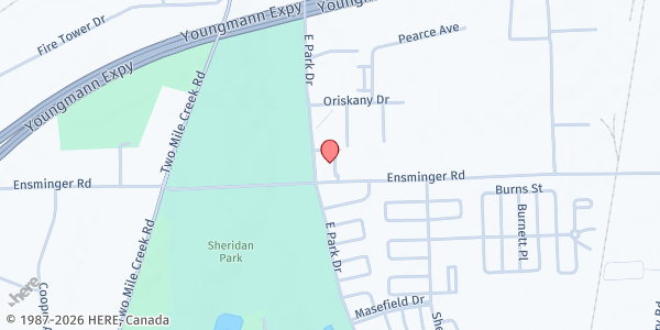 Map showing St Timothys Church at 565 E Park Dr, Tonawanda, NY