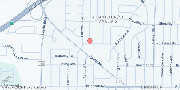 Map showing ST. VINCENT DEPAUL - ST. AMELIA at 210 St. Amelia Drive, Tonawanda, NY