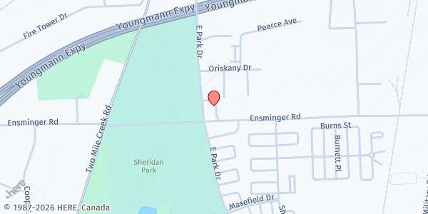 Map showing ST. VINCENT DEPAUL - ST. TIMOTHY'S at 565 EAST PARK DRIVE, TONAWANDA, NY