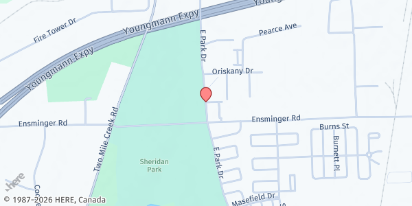 Map showing ST. VINCENT DEPAUL - ST. TIMOTHY'S at 656 East Park Drive, Tonawanda, NY