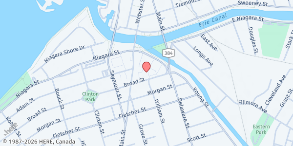 Map showing THE SALVATION ARMY - TONAWANDA at 46 Broad Street, Tonawanda, NY