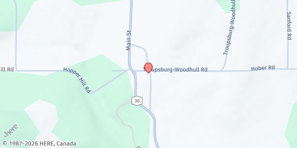 Map showing Jasper-Troupsburg Community Food Pantry at 910 County Route 82, Troupsburg, NY