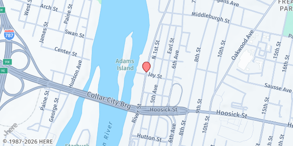 Map showing Capital Roots Good Food Market at 594 River Street, Troy, NY
