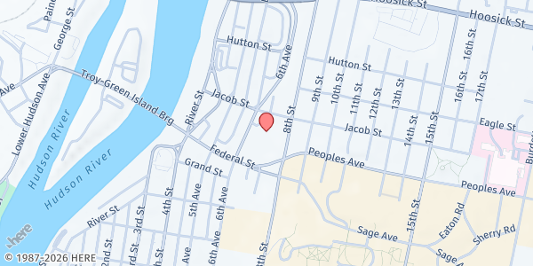 Map showing Kennedy Towers Apartments at 2100 Sixth Avenue, Troy, NY