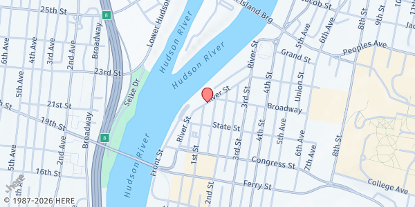Map showing Monument Square Apartments at 2 1st Street, Troy, NY