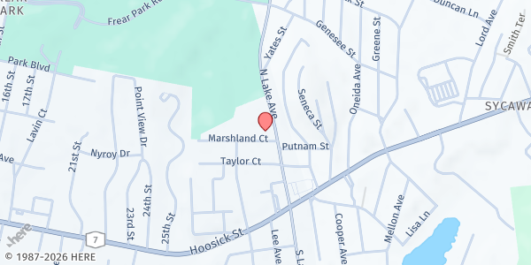 Map showing Our Lady of Victory Church at 55 North Lake Avenue, Troy, NY