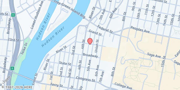 Map showing Provisions Community Food and Storehouse at 461 Fulton Street, Troy, NY