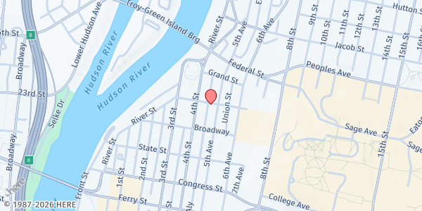 Map showing Provisions Community Food and Storehouse - Troy at 461 Fulton Street, Troy, NY