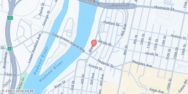 Map showing The Salvation Army Troy at 410 River Street, Troy, NY