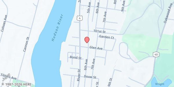 Map showing Troy People's Health Sanctuary Free Food Fridge at 3319 6th Avenue, Troy, NY