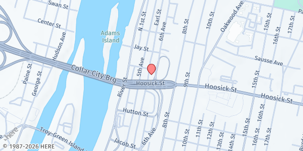 Map showing Unity House of Troy, Inc. at 2431 6th Avenue, Troy, NY