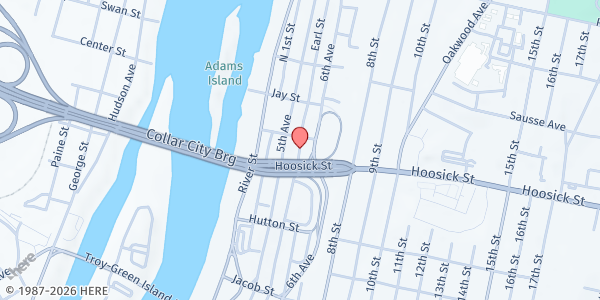 Map showing Unity House of Troy, Inc at 2431 Sixth Avenue, Troy, NY