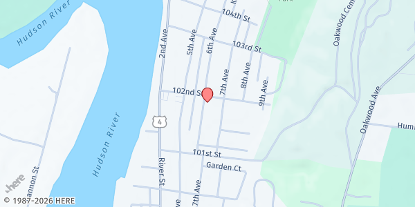 Map showing Veggie Mobile-Kennedy Towers Apts at 2100 6th Avenue, Troy, NY