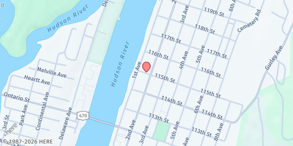Map showing Veggie Mobile Sprout at Edward A. Kane Apts at 5 115th Street, Troy, NY