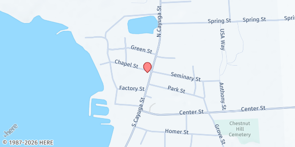 Map showing Western Cayuga County FP at 163 Cayuga Street, Union Springs, NY