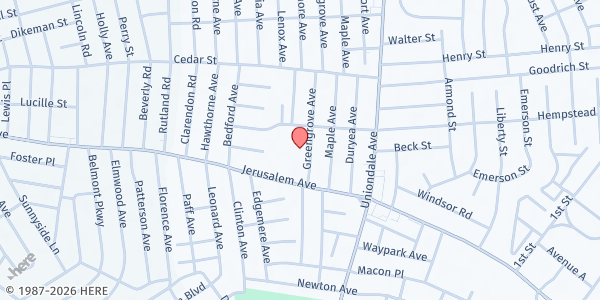 Map showing St. Martha's Catholic Church at 546 Greengrove Avenue, Uniondale, NY