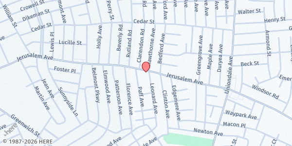 Map showing We Care - Uniondale at 454 Jerusalem Avenue, Uniondale, NY