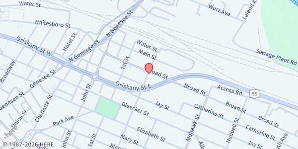 Map showing Feed Our Vets - Utica at 502 Broad St, Utica, NY