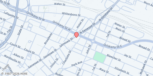 Map showing Living Independently is for Everyone at RCIL - Utica at 131 Genesee Street, Utica, NY