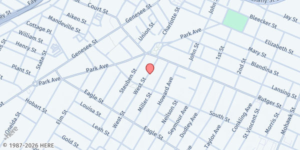 Map showing Rescue Mission of Utica Food Pantry at 1013 West Street, Utica, NY