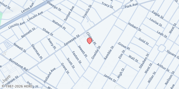 Map showing Salvation Army of Utica Food Pantry at 14 Clinton Place, Utica, NY