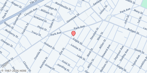 Map showing St. John's Outreach Food Pantry at 1119 Elm Street, Utica, NY