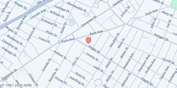 Map showing St. John's Outreach Food Pantry at 1119 Elm Street, Utica, NY