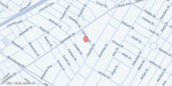 Map showing The Salvation Army of Utica NY at 14 Clinton Pl, Utica, NY