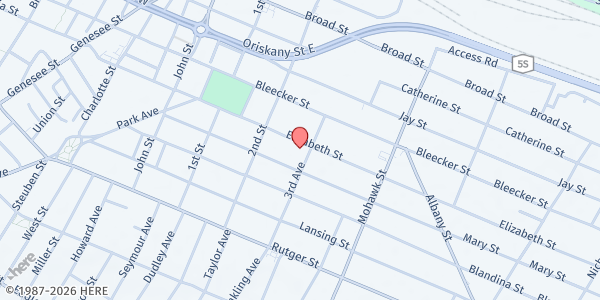 Map showing Utica Food Pantry at 524 Elizabeth St, Utica, NY