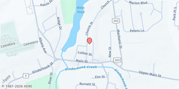 Map showing Valatie Ecumenical Food Pantry at 3212 Church St., Valatie, NY