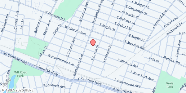 Map showing Bethlehem AOG House of Hope at 12 E. Fairview Avenue, Valley Stream, NY