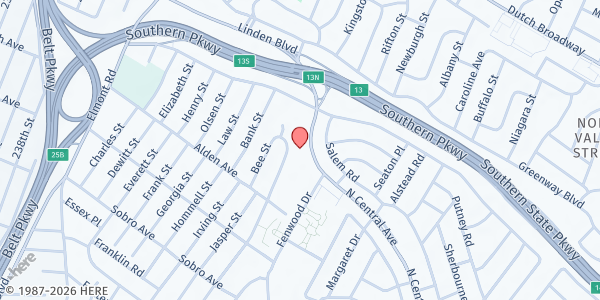 Map showing Valley Stream Baptist Church at 1865 North Central Ave., Valley Stream, NY