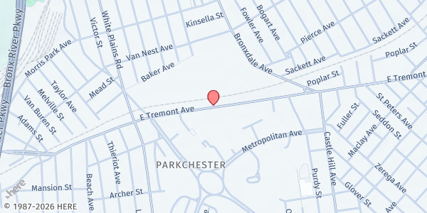 Map showing Unique People Services - Van Nest at 2145 East Tremont Avenue, Van Nest, NY