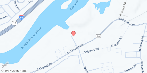 Map showing Russell Farms Farm Stand at 323 Sycamore Street, Vestal, NY